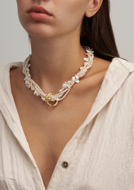 Full Moon Tangled Pearl Necklace