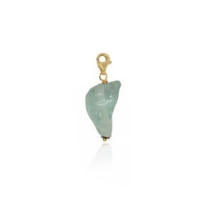Aqua Crystal Clip On Gold