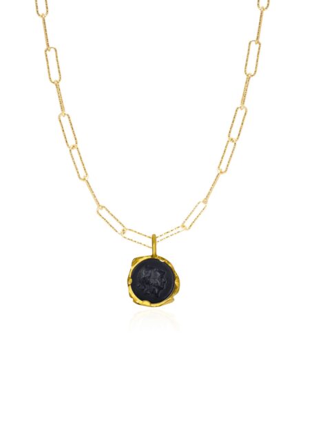 Athéna Cameo Onyx Diamond Cut Necklace