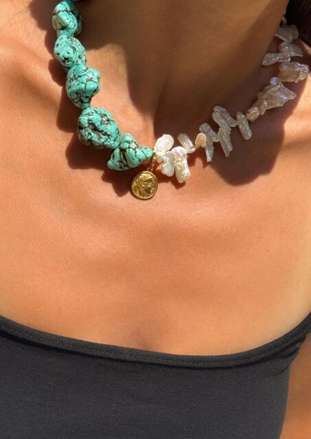 Athena Pearl & Turquoise Necklace