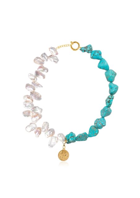 Athena Pearl & Turquoise Necklace