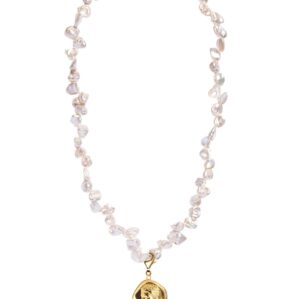 Hermis Lustre Clipon Flower Pearl Necklace