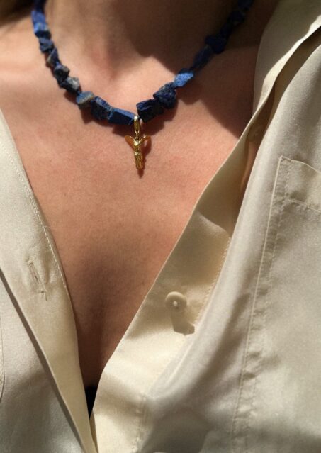 Lapis Pebble Nike Necklace