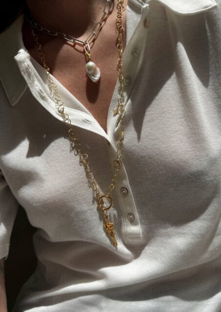 Yasemi Baroque Pearl Clip On Necklace + Inoe Medea Necklace