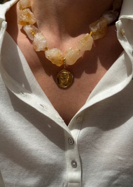 Citrine Rock Hermis Large Necklace