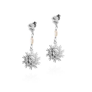Sun Nugget Pearl Earrings Silver