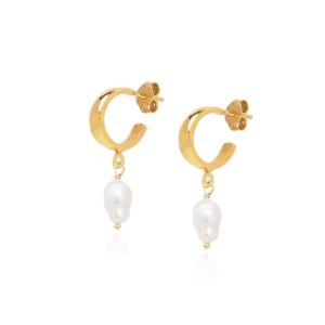 Pearl Drop Mini Hoop Earrings