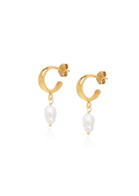 Pearl Drop Mini Hoop Earrings