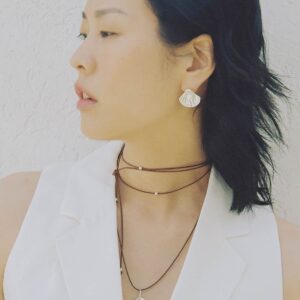 Sepia Small Fine Moca Leather Necklace