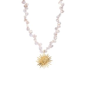 Sun Tarot Statement Pearl Necklace